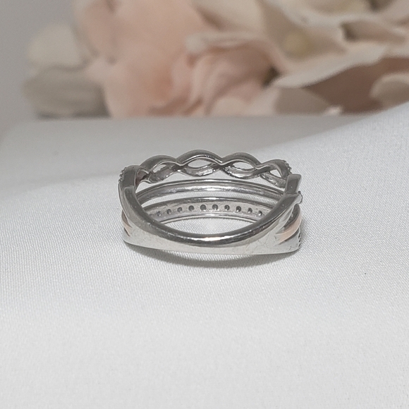 Brand New 40 Genuine Diamonds 14K Rose Gold & 925 Sterling Silver Ring 7 - Picture 6 of 13